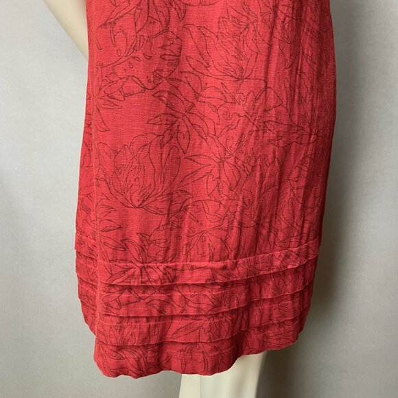 Nicole Miller Dress Linen Blend Short Sleeve Tropical Floral V-Neck Women Medium - Picture 5 of 12